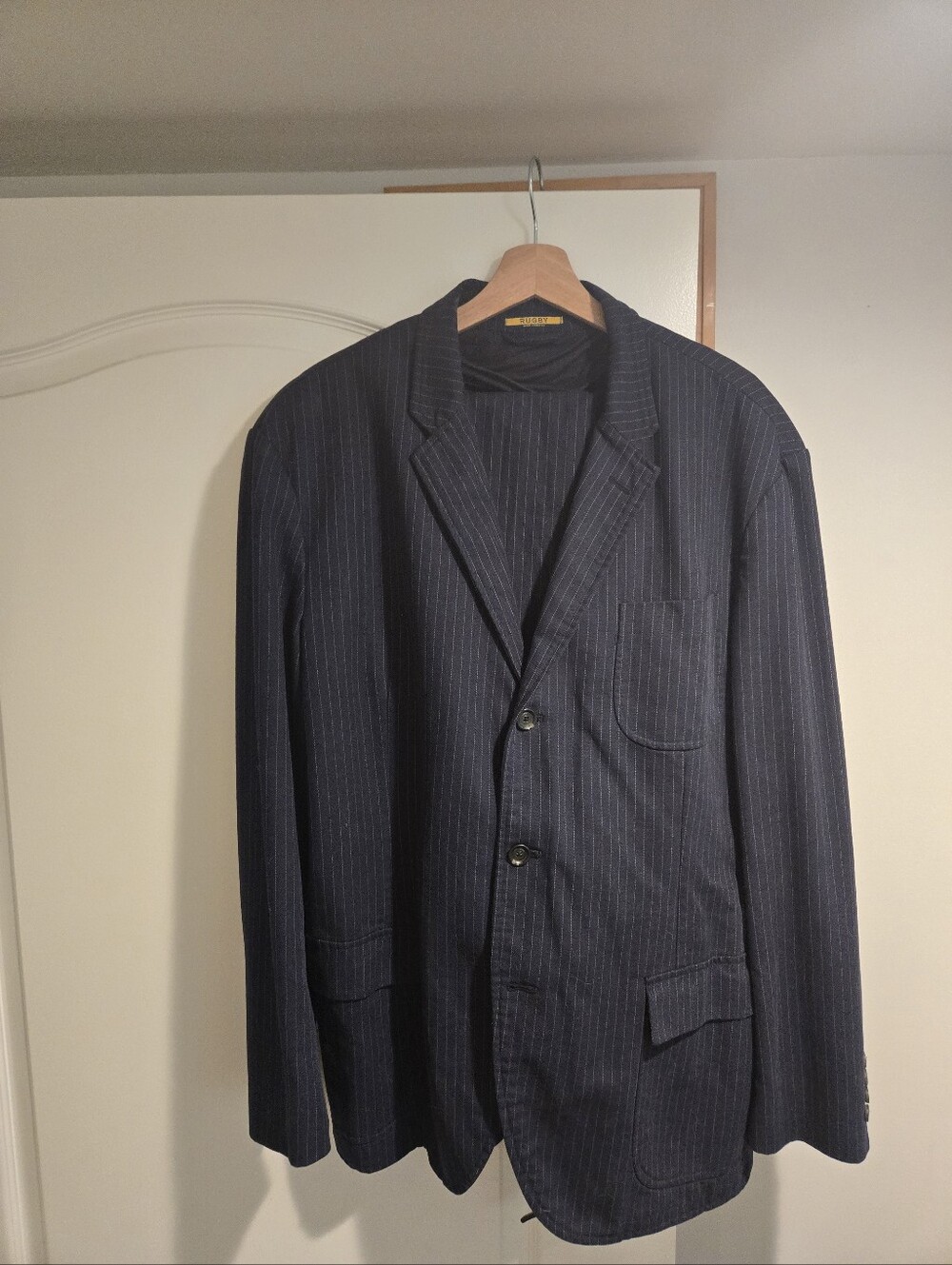 Rugby Ralph Lauren Navy Pinstripe Cotton Causal Suit